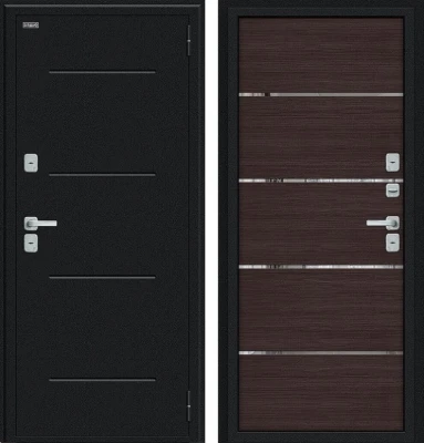 Дверь Браво Thermo Лайн/BChrome Букле черное/Wenge Melinga